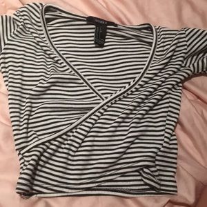 Black&white stripper cross cropped top